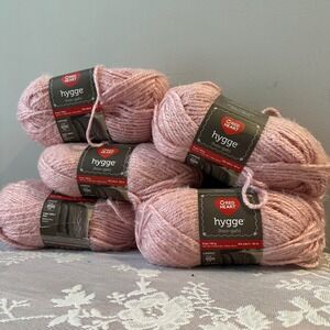Red Heart Hygge Bulky Yarn Skein Powder Pink 132yds Each Soft Furry Texture